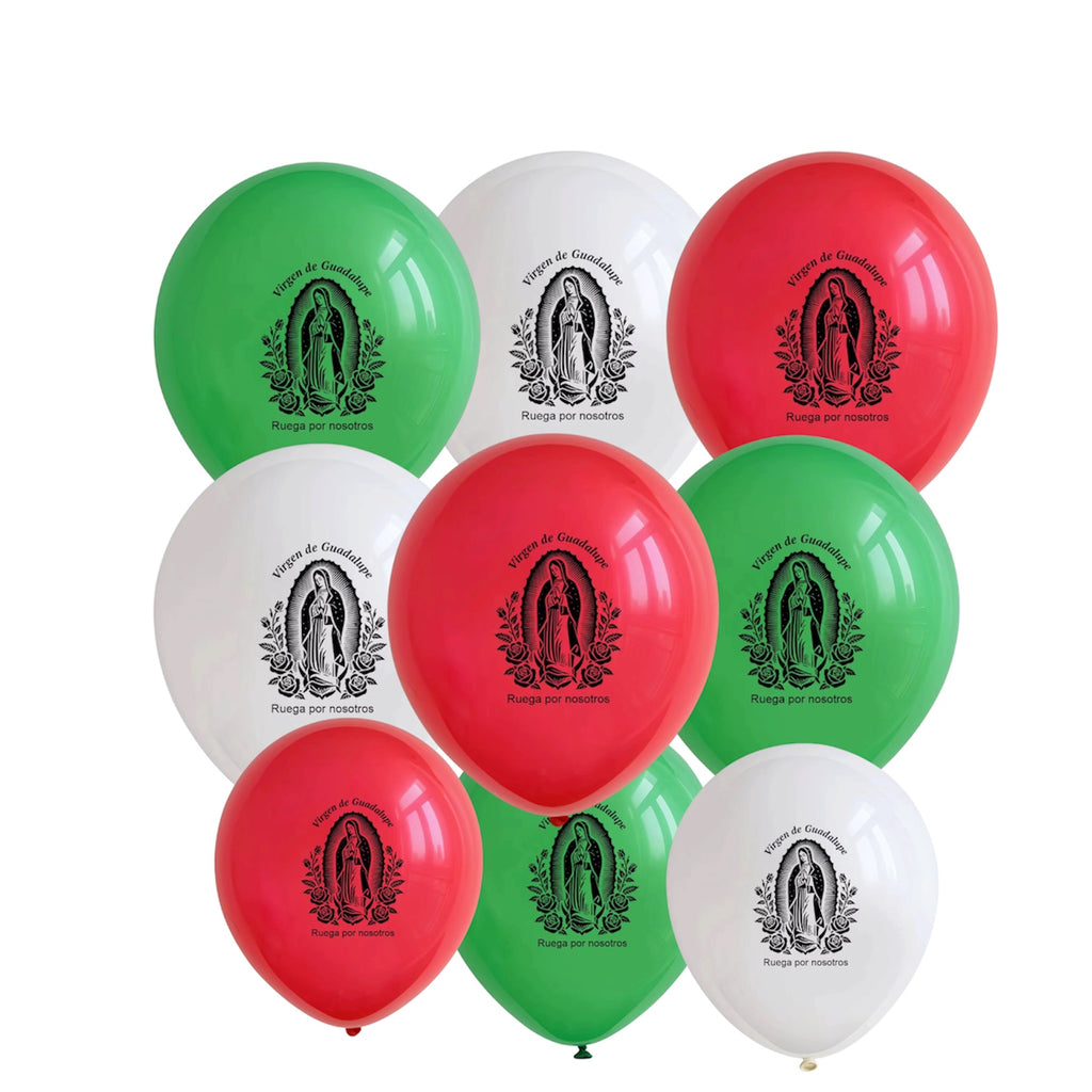 Virgen de Guadalupe  Ballons Set of 60 Pcs Green White and red