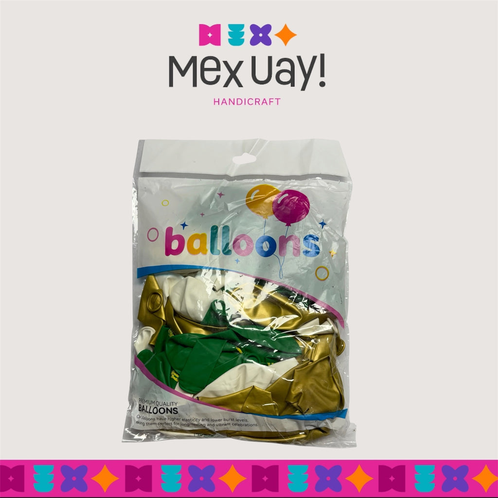 San Judas Tadeo Balloons Set, 60 pcs 12 Inch Green, White and Gold